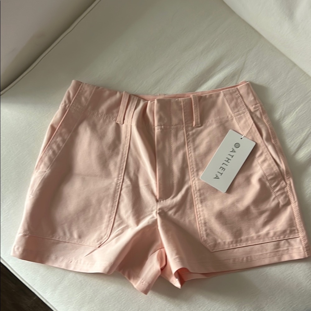 Athleta Women's High-Rise Utility Shorts in Light Pink
